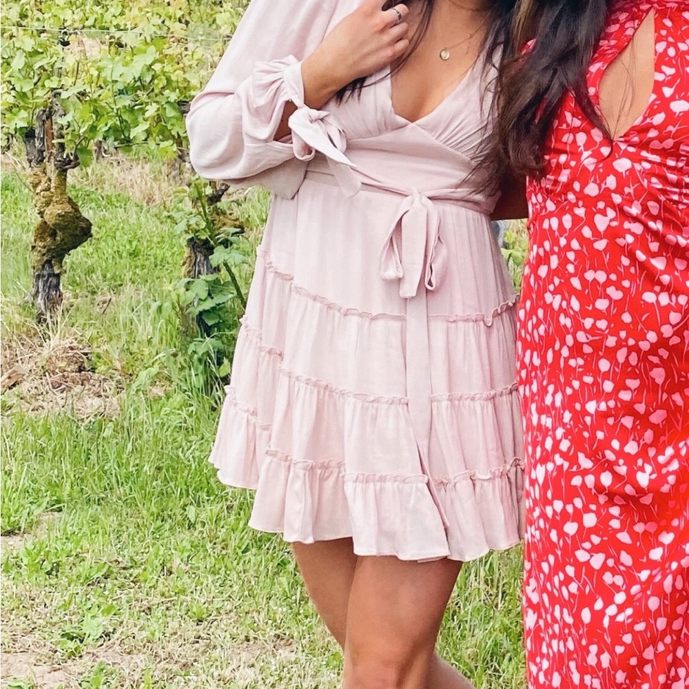 Elegant Pink Ruffle Dress